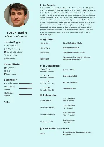 Güvenlik Görevlisi CV Örnekleri cv indir